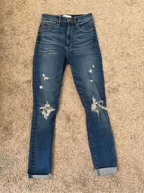 Abercrombie & Fitch Ripped High-Rise Skinny Jeans - Blue